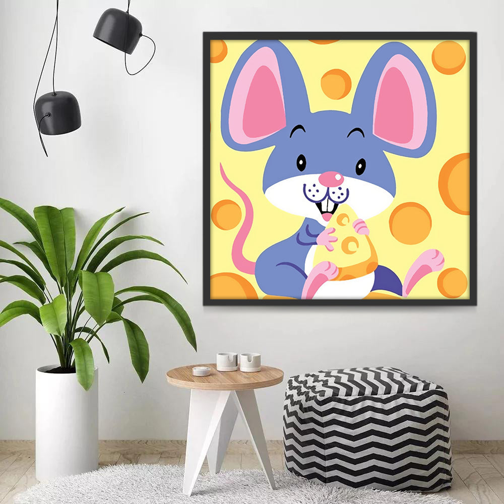 Ratón Lindo con Queso en la Mano Pintar por Números