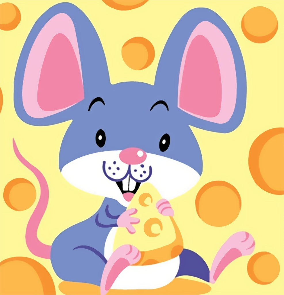 Ratón Lindo con Queso en la Mano Pintar por Números