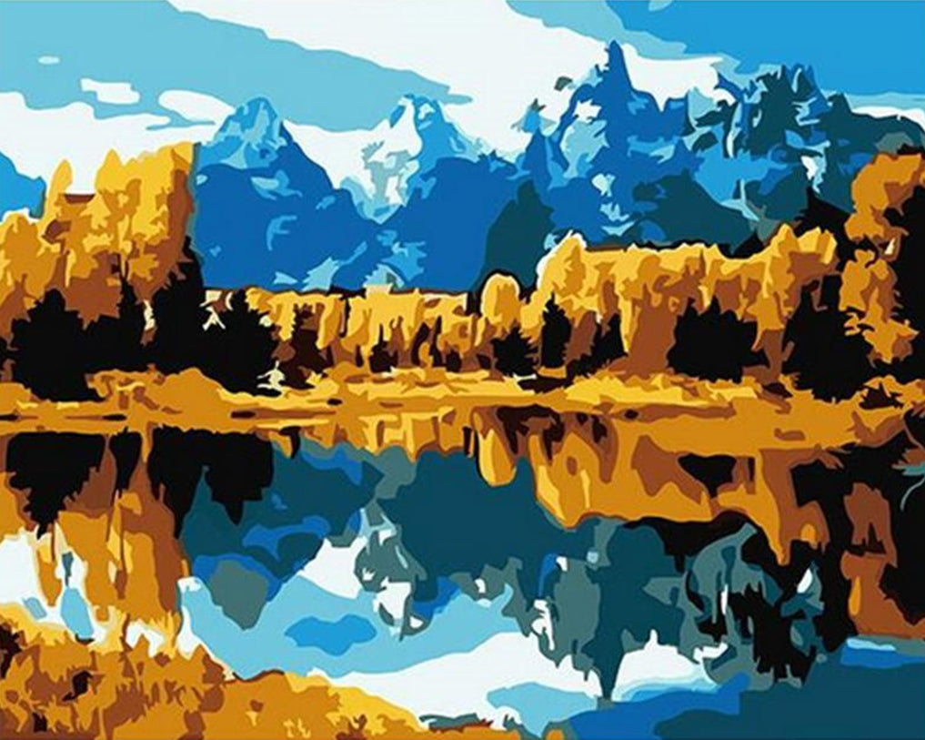 Reflejo de Paisaje Natural en el Agua Pintar por Números