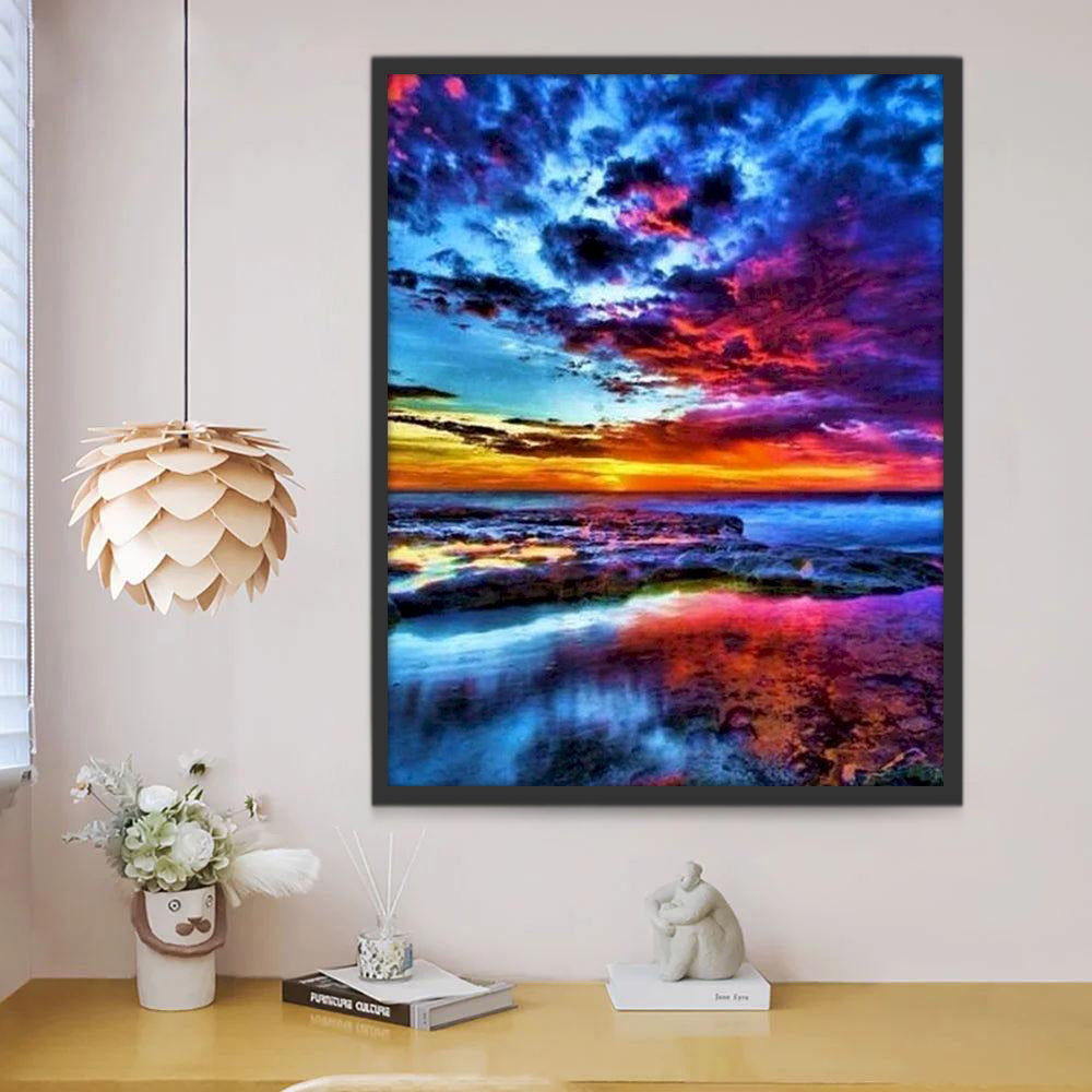 Reflejos de Nubes Coloridas en el Agua Pintar por Números