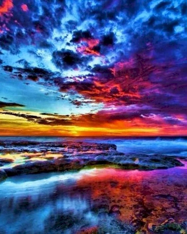 Reflejos de Nubes Coloridas en el Agua Pintar por Números