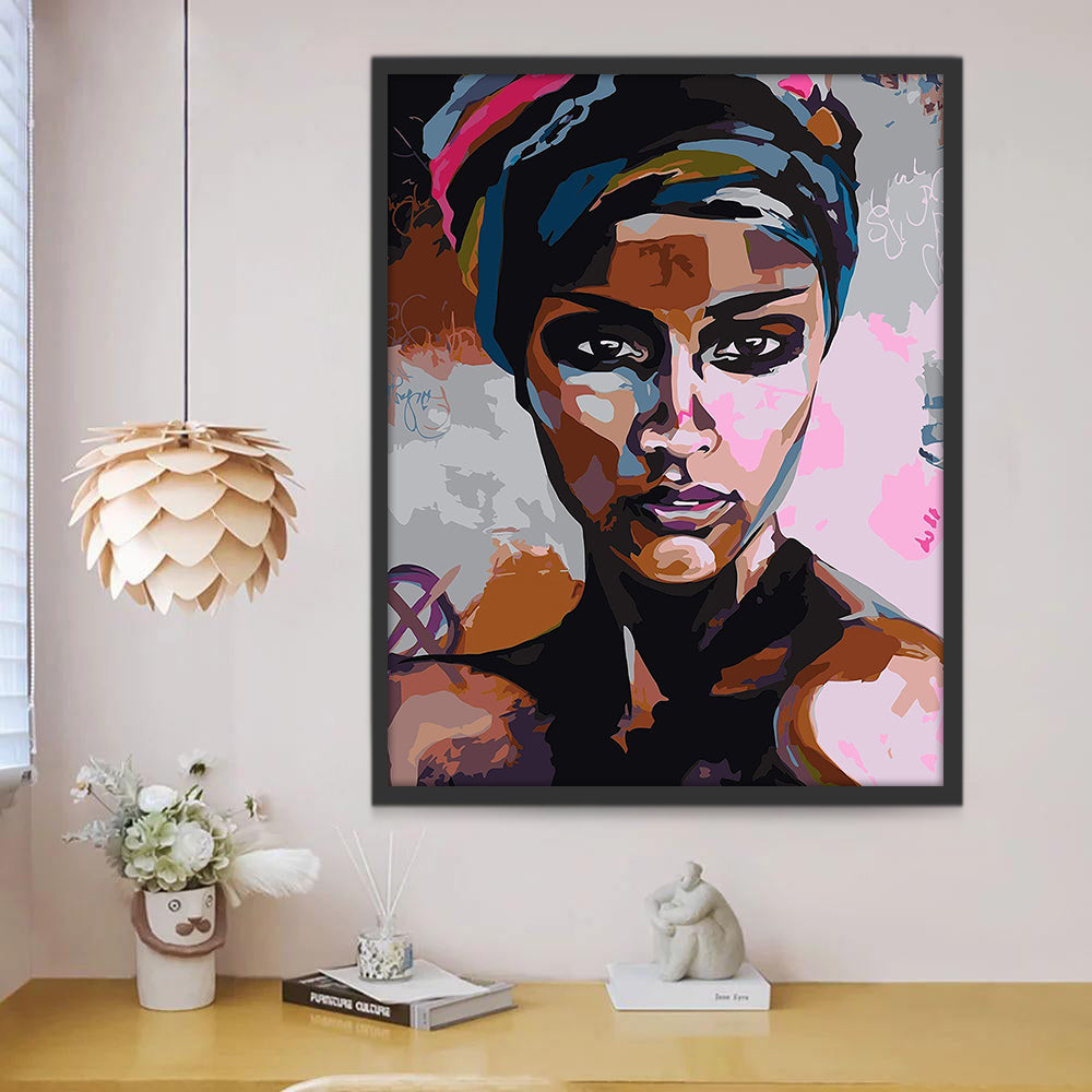 Retrato Colorido de Mujer Morena Pintar por Números