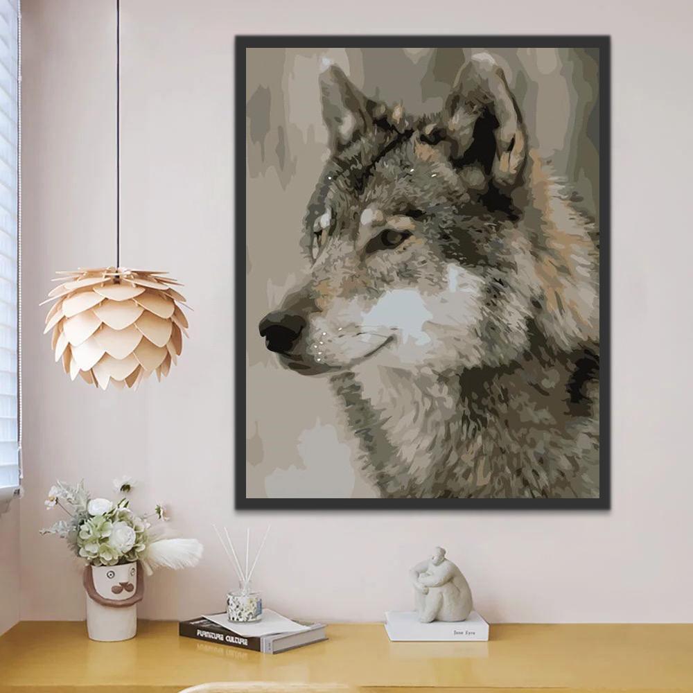 Retrato de Cabeza de Lobo Pintar por Números