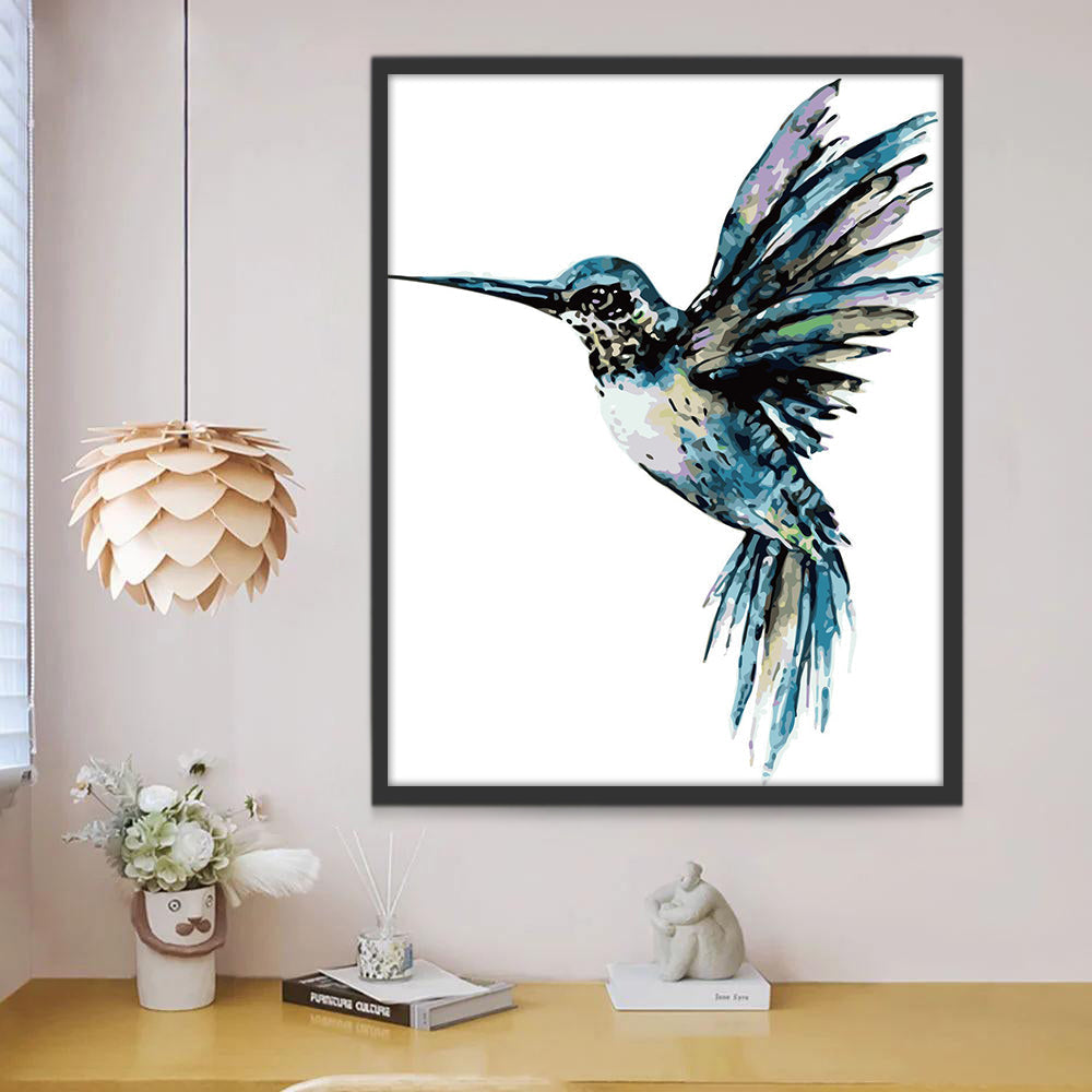 Retrato de Colibrí Azul Volando Pintar por Números