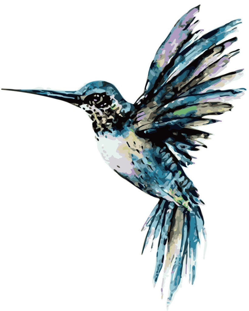 Retrato de Colibrí Azul Volando Pintar por Números
