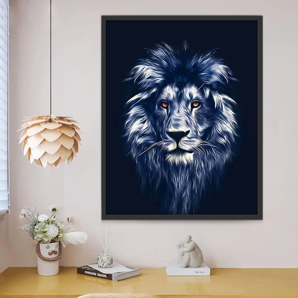 Retrato de León Azul Pintar por Números