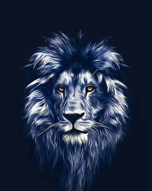 Retrato de León Azul Pintar por Números