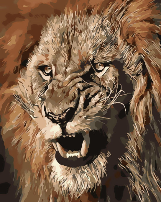 Retrato de León Rugiendo Pintar por Números