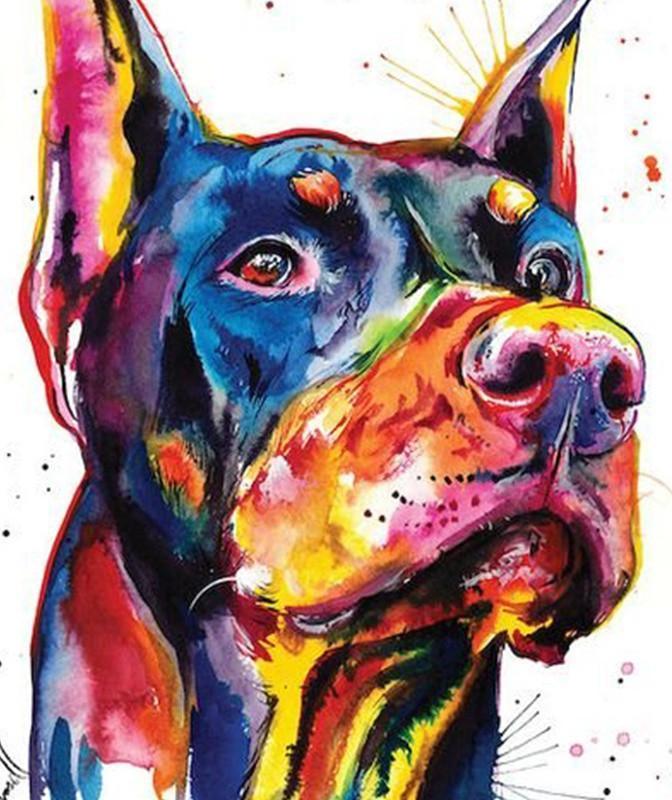 Retrato de Perro Colorido Pintar por Números