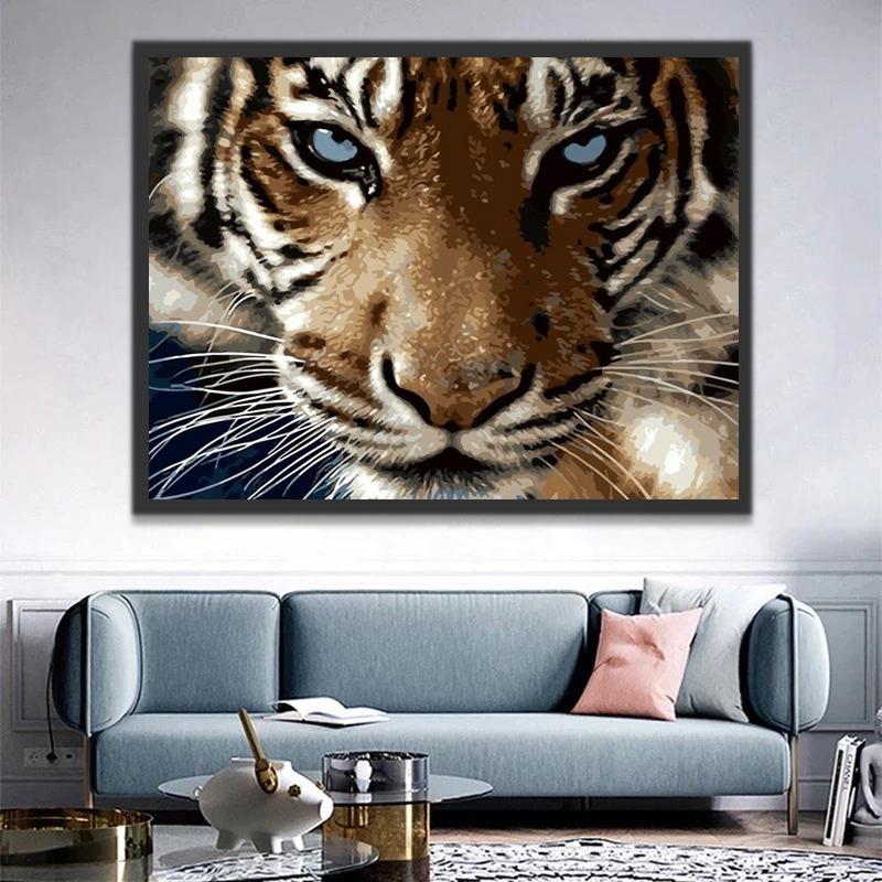 Retrato de Tigre con Ojos Azules Pintar por Números