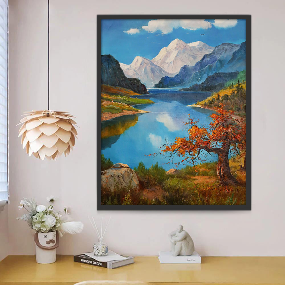 Río en el Valle de Otoño Pintar por Números