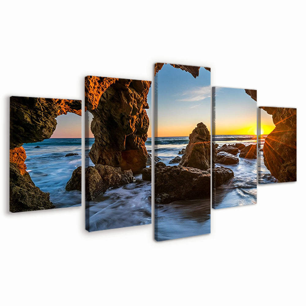 Rocas en el Mar al Atardecer 5 Partes Pintar por Números