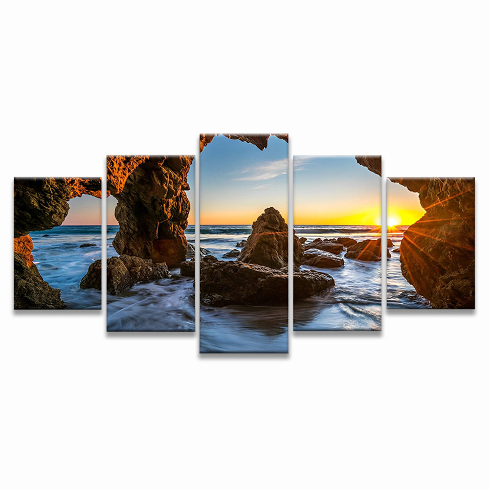 Rocas en el Mar al Atardecer 5 Partes Pintar por Números