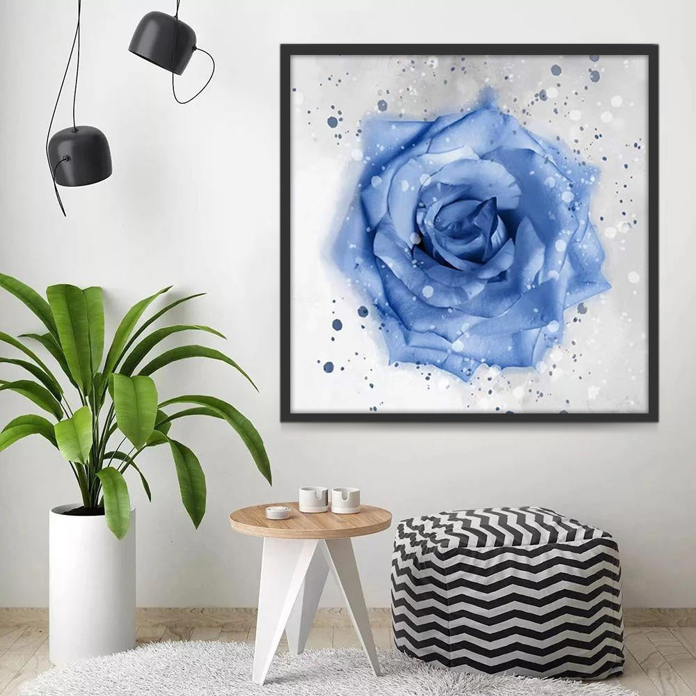 Rosa Azul Rodeada de Puntos Grises Pintar por Números