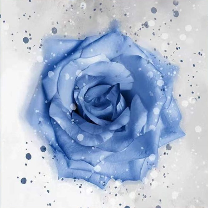 Rosa Azul Rodeada de Puntos Grises Pintar por Números