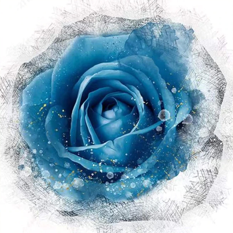 Rosa Bonita de Color Azul en el Fondo Blanco Pintar por Números