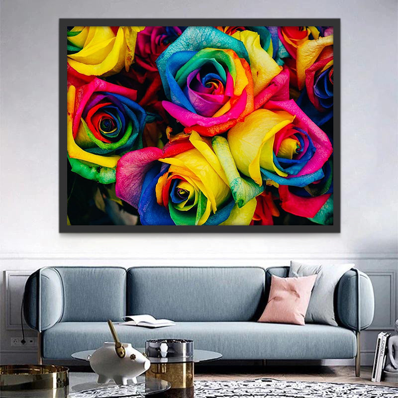 Rosas de Pétalos de Color Arcoíris Pintar por Números