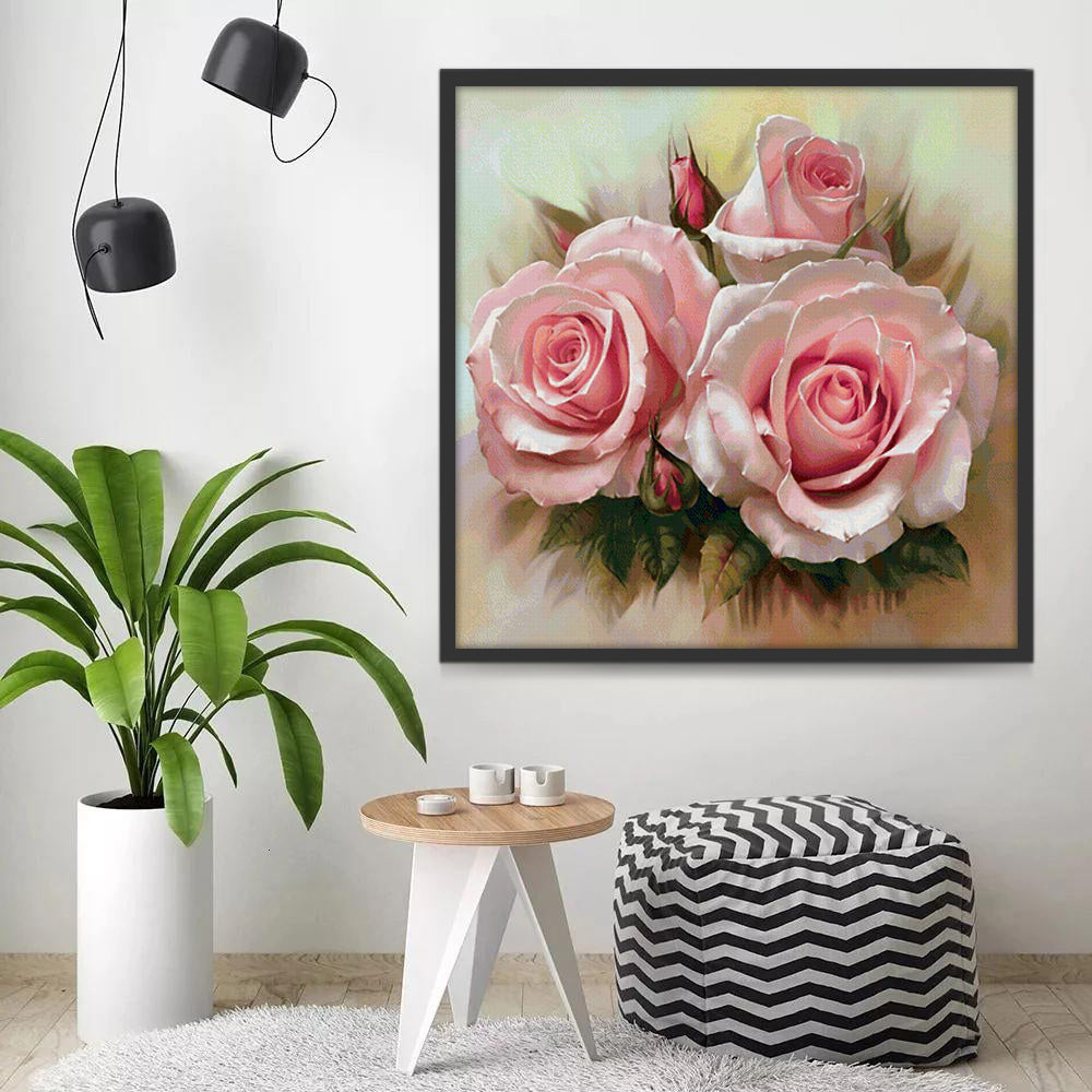 Rosas Hermosas de Color Rosado Claro Pintar por Números