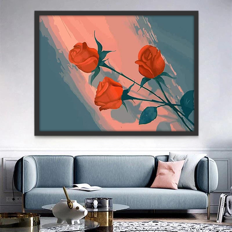 Rosas Rojas y la Luz del Sol en la Pared Pintar por Números
