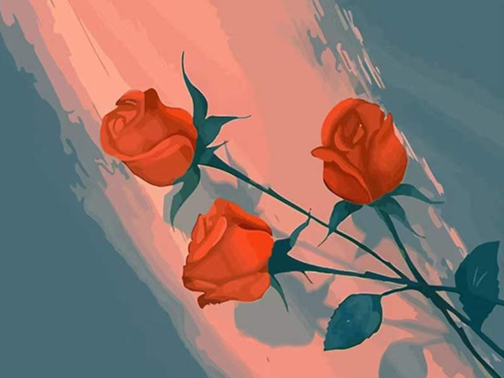 Rosas Rojas y la Luz del Sol en la Pared Pintar por Números