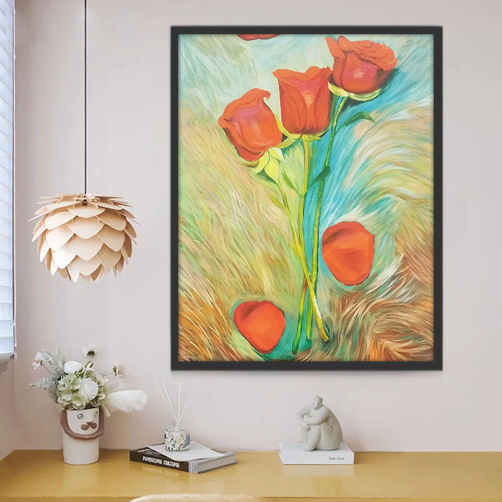 Rosas Rojas y Pétalos Rojos Pintar por Números