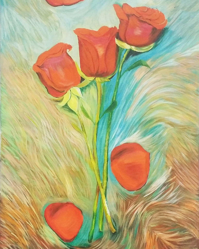 Rosas Rojas y Pétalos Rojos Pintar por Números