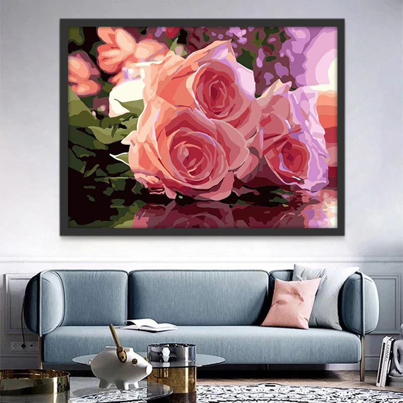 Rosas Rosadas con Fondo Difuso Pintar por Números