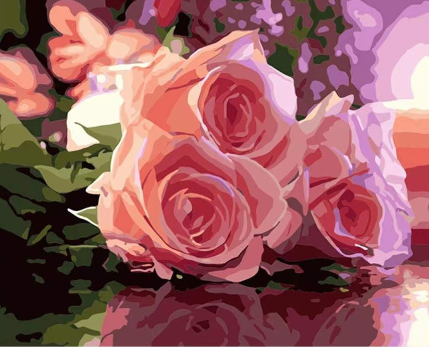 Rosas Rosadas con Fondo Difuso Pintar por Números