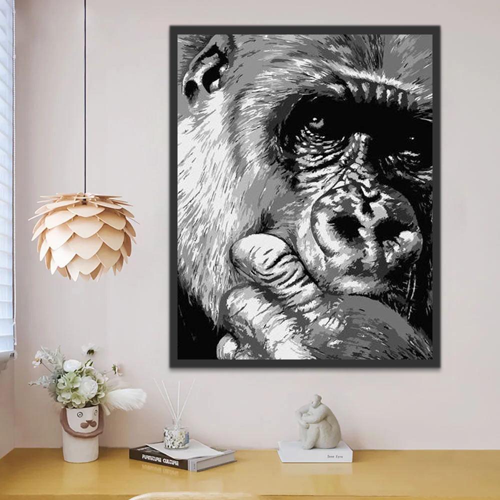 Rostro de Chimpancé en Blanco y Negro Pintar por Números