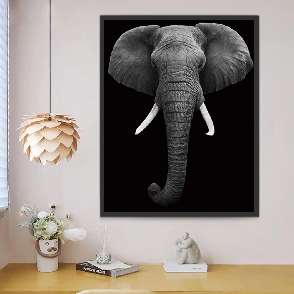 Rostro de Elefante en Blanco y Negro Pintar por Números
