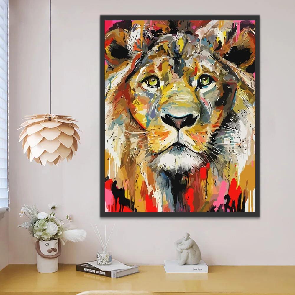 Rostro de León Colorido Pintar por Números