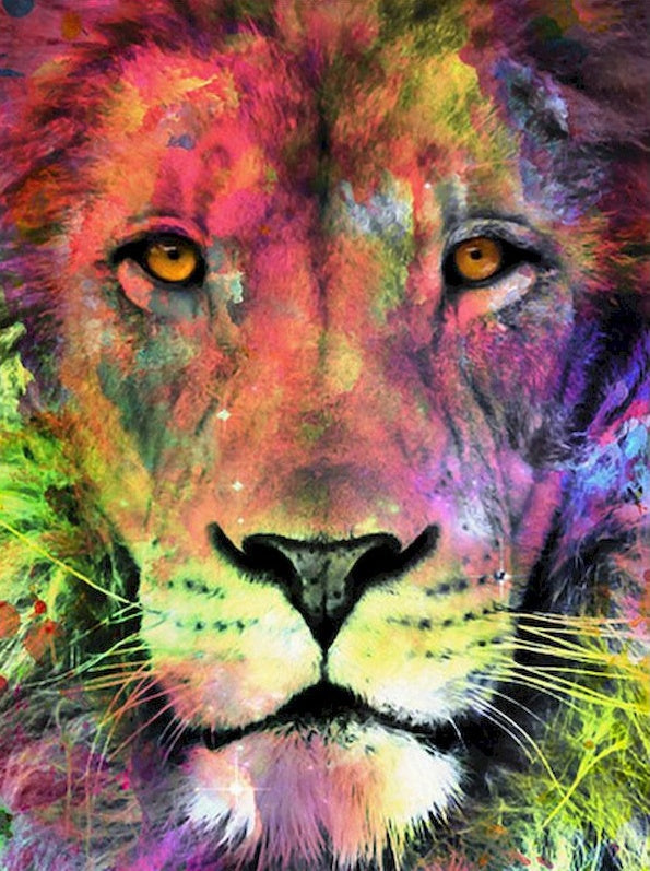 Rostro de León Colorido Pintar por Números