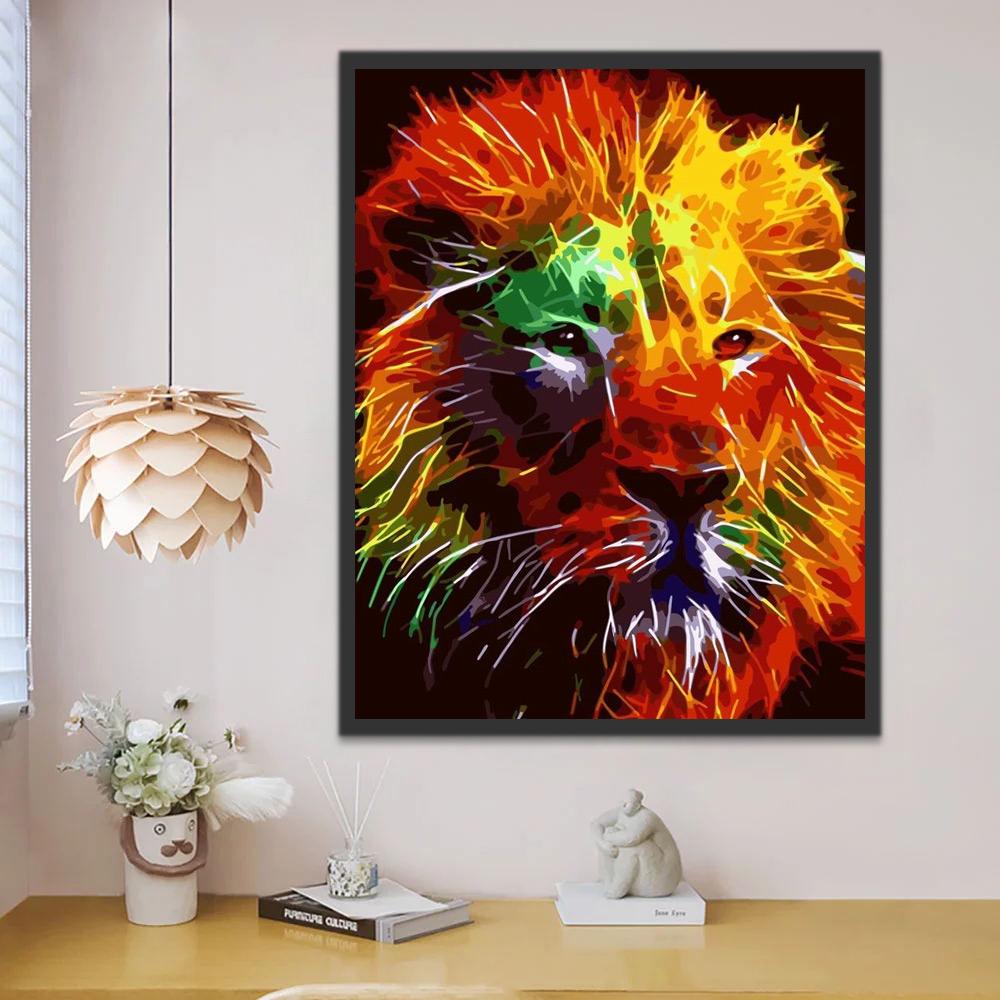 Rostro de León Colorido Pintar por Números