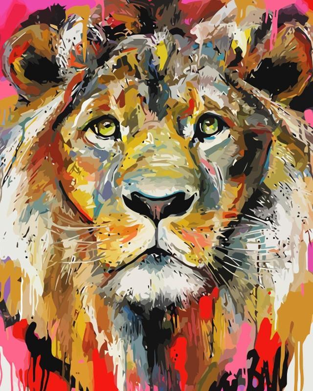 Rostro de León Colorido Pintar por Números