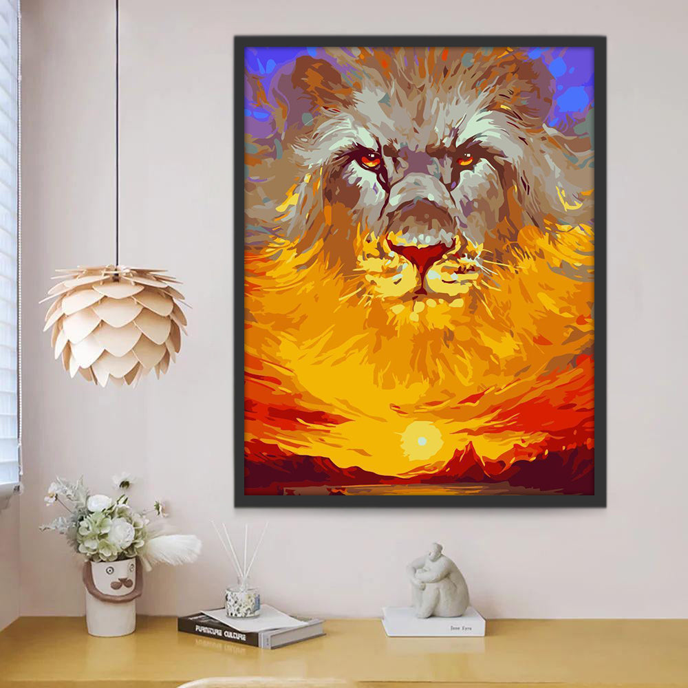 Rostro de León en el Cielo Pintar por Números