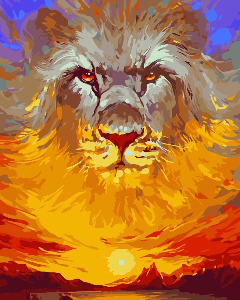 Rostro de León en el Cielo Pintar por Números