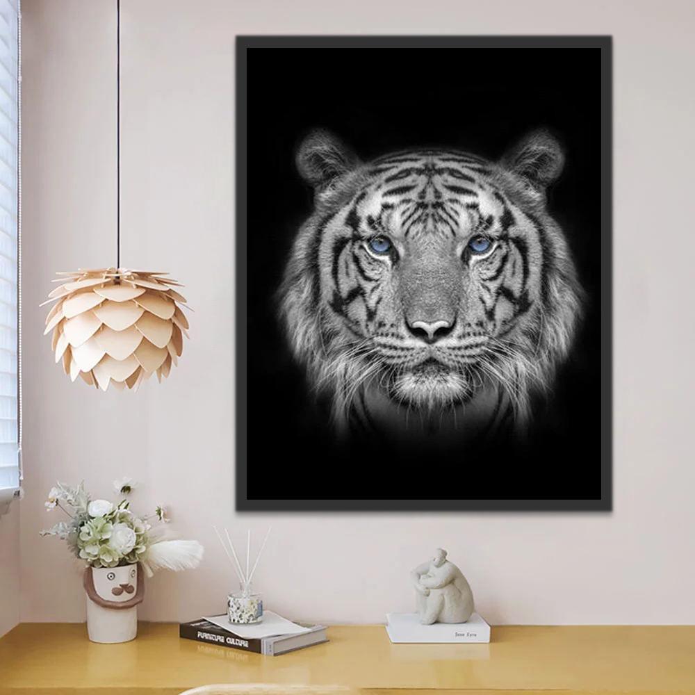 Rostro de Tigre en Blanco y Negro Pintar por Números