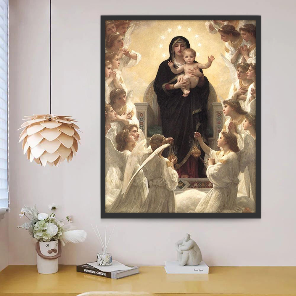 Santa María y Niño Jesús Rodeados de los Angeles Pintar por Números