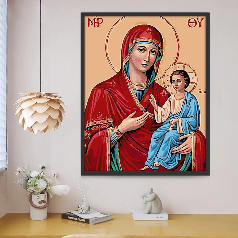 Santa María y Su Hijo Jesús Pintar por Números