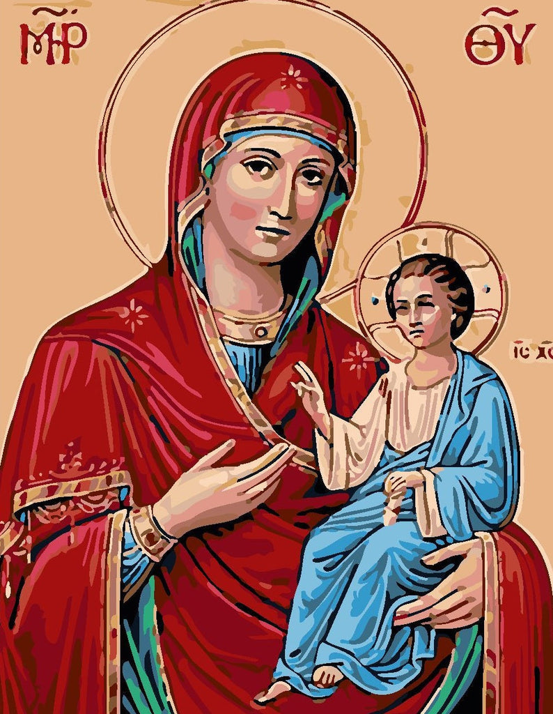 Santa María y Su Hijo Jesús Pintar por Números