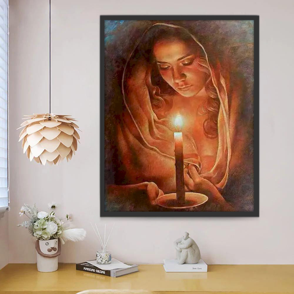 Santa María y Vela Ardiente Pintar por Números