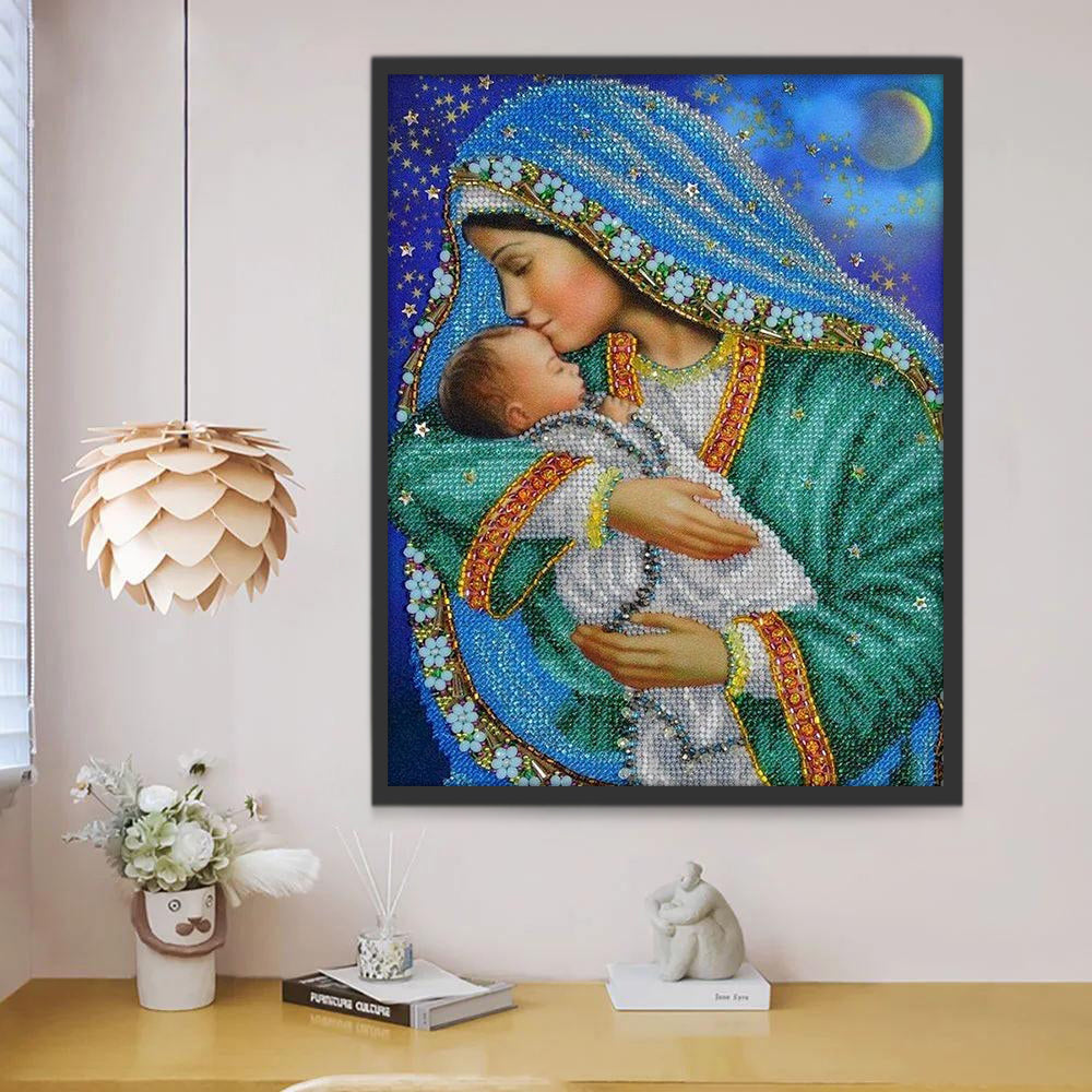 Santísima Virgen María con el Niño Jesús Pintar por Números