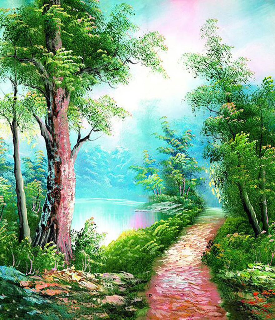 Sendero al Lado de Agua en el Bosque Pintar por Números