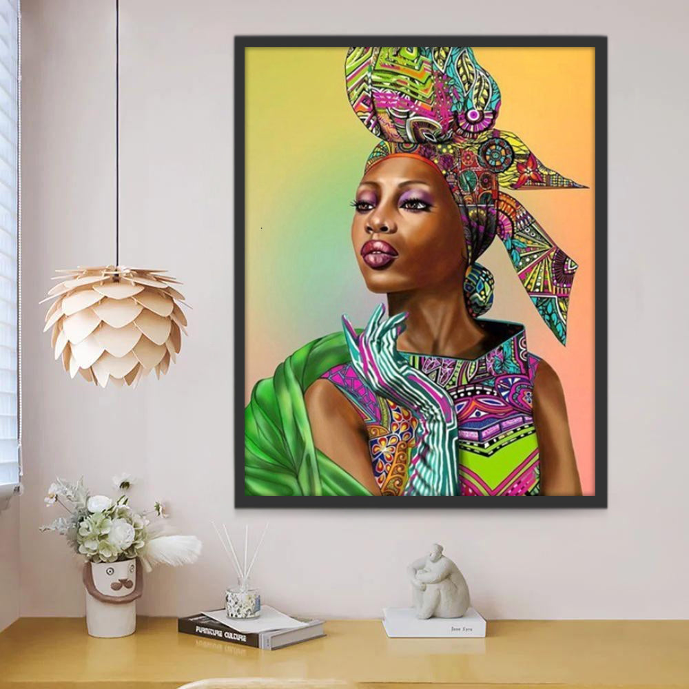 Señora Morena de Ropa Colorida Pintar por Números