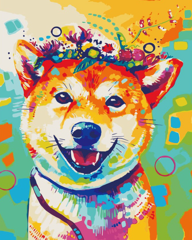 Shiba Inu con Sonrisa Pintar por Números