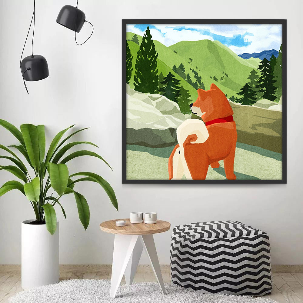 Shiba Inu en Ladera de Montaña Pintar por Números