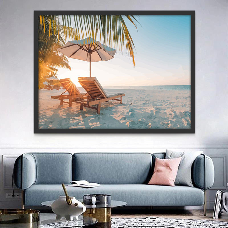Sillas de Playa y Arena Blanca Pintar por Números