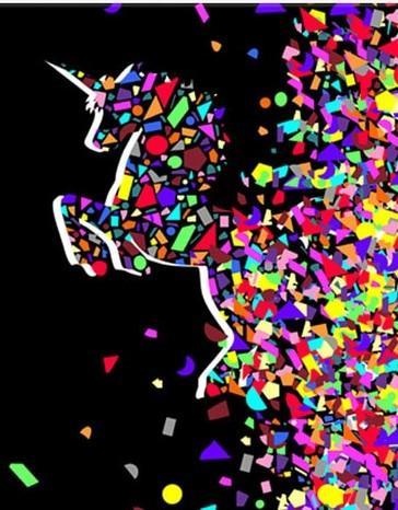 Silueta Colorida de Unicornio en la Oscuridad Pintar por Números Niños