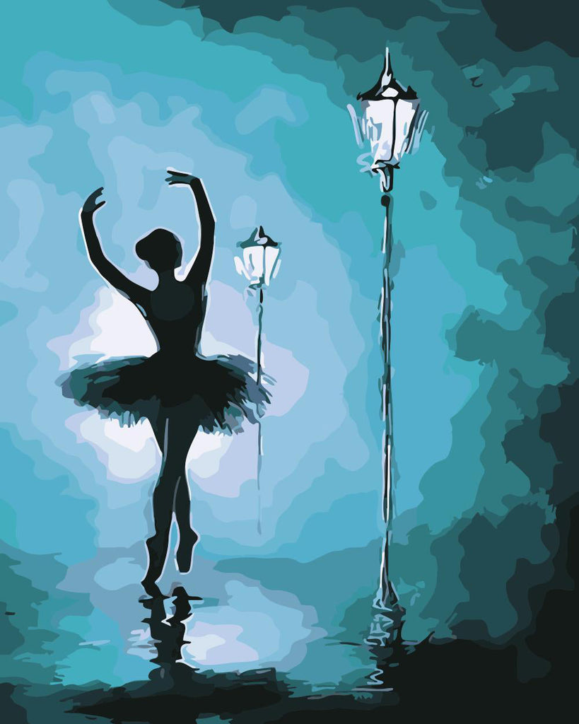 Silueta de Bailarina en la Calle Pintar por Números