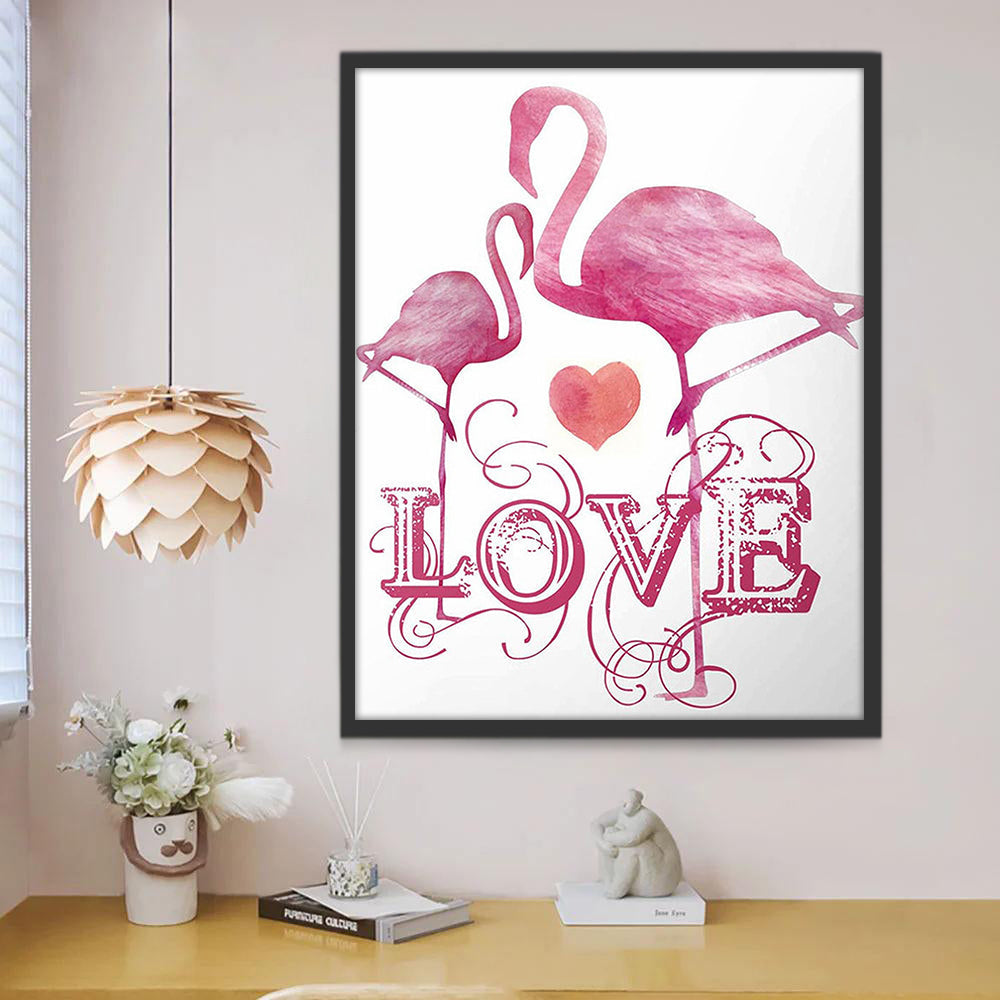 Silueta de Flamencos en Amor Pintar por Números